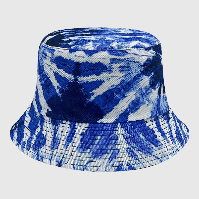 Neutral Summer Tie Dye Printed Fisherman Hat Outdoor Breathable Hat Sunshade