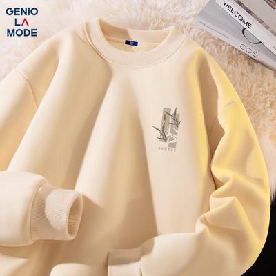 GENIOLAMODE Men's Fleece-Lined Round Neck Sweatshirt