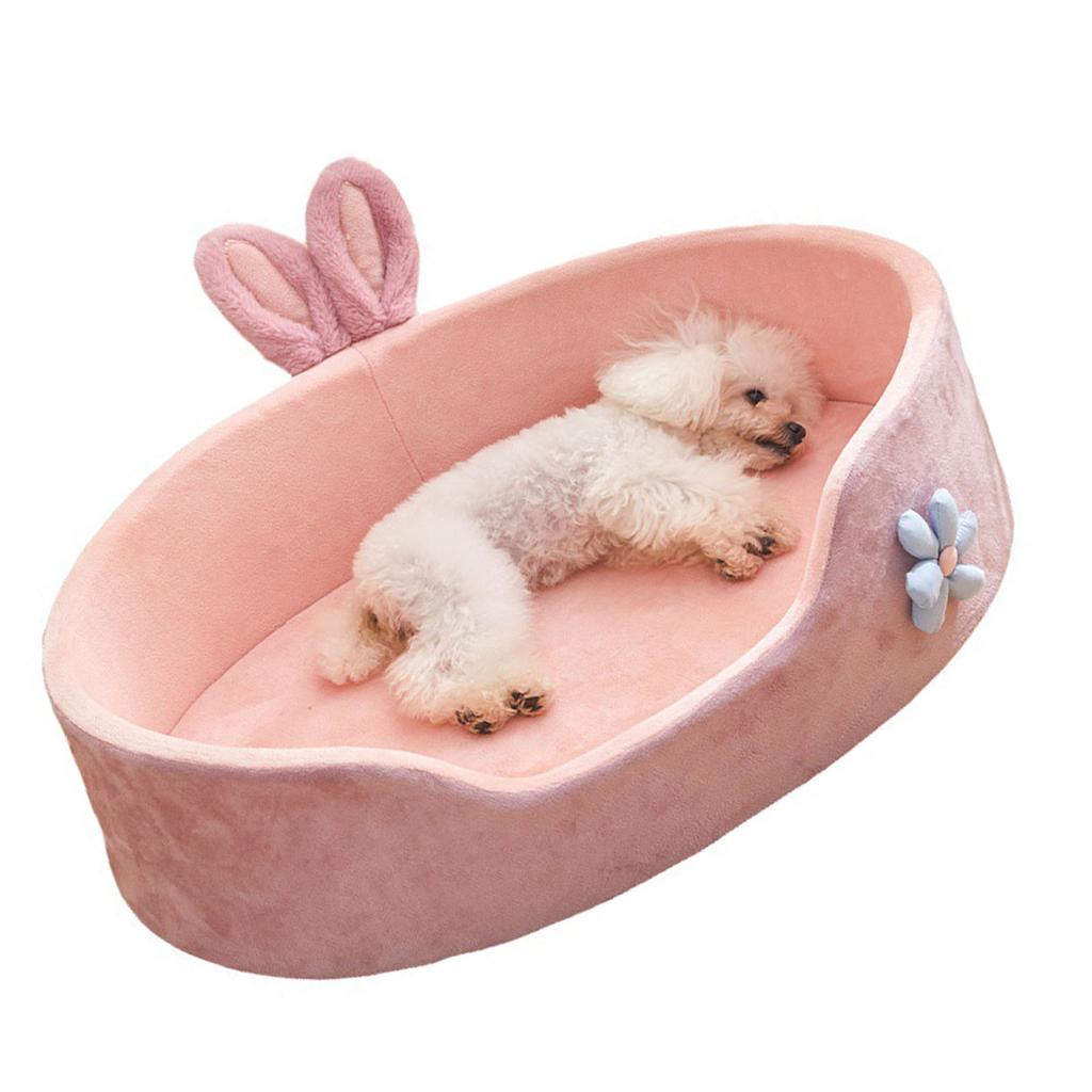 Pink Pet Bed Detachable Washable Dog Sleeping Bed Soft Comfortable Warm Cat Bed for Four Seasons L