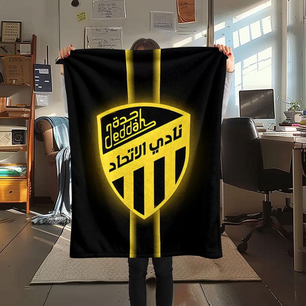 1PC Al-Ittihad FC Patterned Flannel Blanket Suitable For All Seasons for Home Decor Warmth and Comfort Gifts Holiday Present
