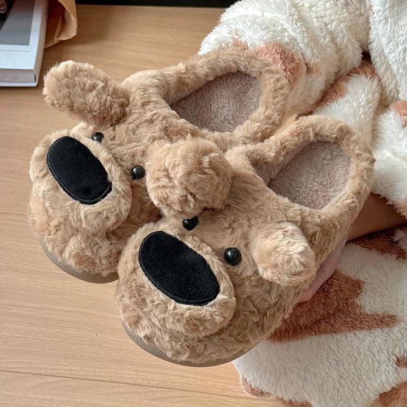 

Собака с большим носом хлопковые тапочки зимние парные домашние новые теплые нескользящие милые пушистые тапочки 36-37