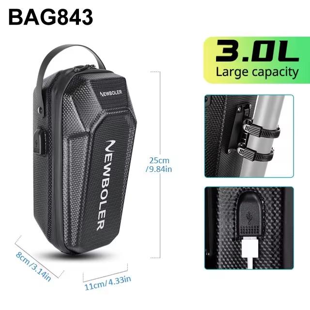 NEWBOLER 3L/5L Electric Scooter Front Bag With USB Port Waterproof EVA Hard Shell Bag Bicycle Carry Bag Storage Accessories BAG843-3L