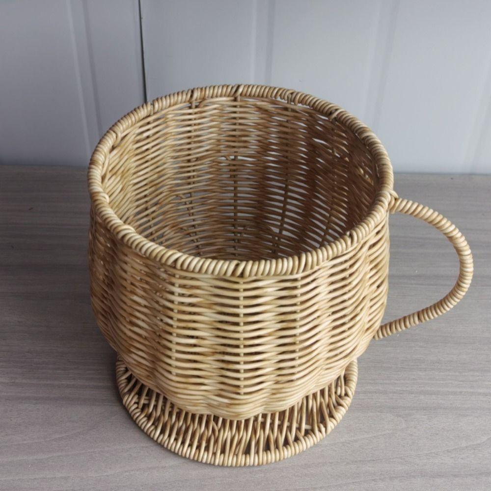 Desk Organizer Woven Basket Imitation Rattan Milk Tea Storage Cup New Coffee Storage Cup Kitchen