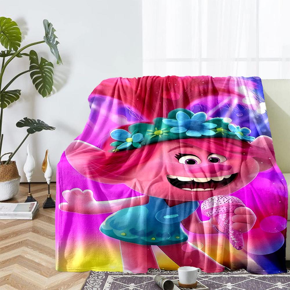 Trolls Theme Printed Blanket - Perfect for Couch, Bed, Travel & Outdoor Use | Machine Washable, Cozy & Durable.
