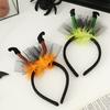 Witch Hair Hoop Witch Feet Feather Mesh Design Halloween Headband Adult Costume Parties Cosplay Dress Up Prop