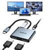 USB C To Dual HDMI Adapter 4K@30Hz, KOZYC USB C Hub Multiport Adapter with 2xHDMI, USB 3.0, 100W PD, Support HDMI Splitter Extended Display