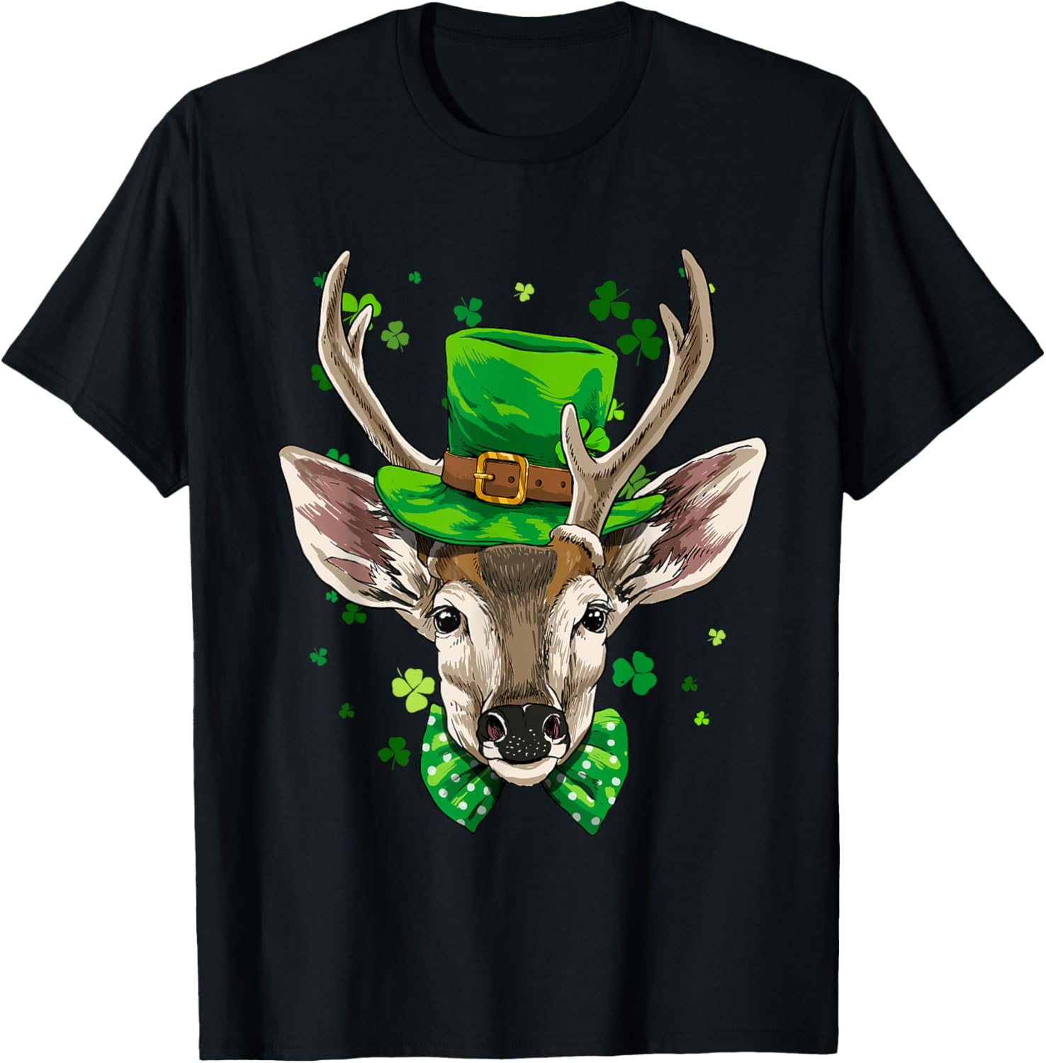 

Deer Leprechaun St Patricks Day Graphic Tee Breathable Casual Short Sleeve T-Shirt for Men 4XL
