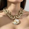 Boho Handwoven Thick Rope Necklace Imitation Conch Pendant Choker for Women Friend Holiday Gift Option