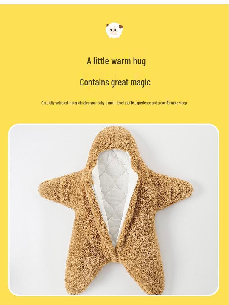 Thick Fleece Starfish Swaddle for Newborns - Anti-Startle Outdoor Sleeping Bag
