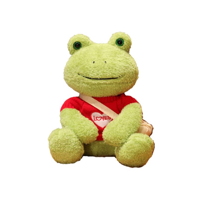 Plush Frog Toy Kids Cartoon Accompany Stuffed Green Backpack Animal Pillow Doll