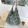 Retro Plaid Tote Bag Colorful Women's Handbag Convenient Single-shoulder Bag  Commuting