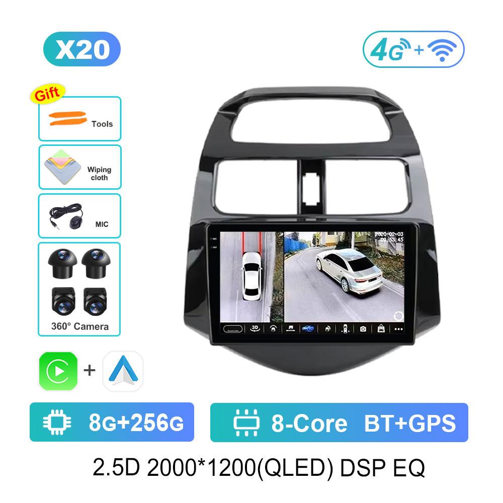 DSP Stereo Car Radio Multimedia player for Chevrolet Spark Beat Matiz Creative 2009 - 2016 Android 14 Navi GPS QLED Screen