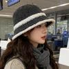 Versatile Basin Hat Korean Face Small Bucket Hat Plain Striped Knitted Bucket Hat Tide
