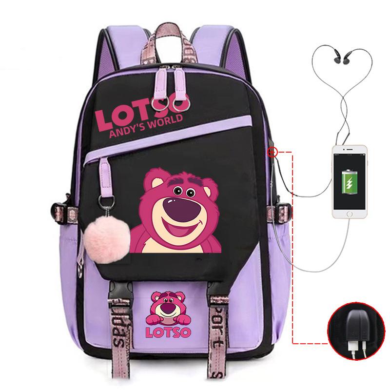 Cute Xiaoqing Strawberry Bear Peripheral High-Value Backpack Lightweight Student School Bag
