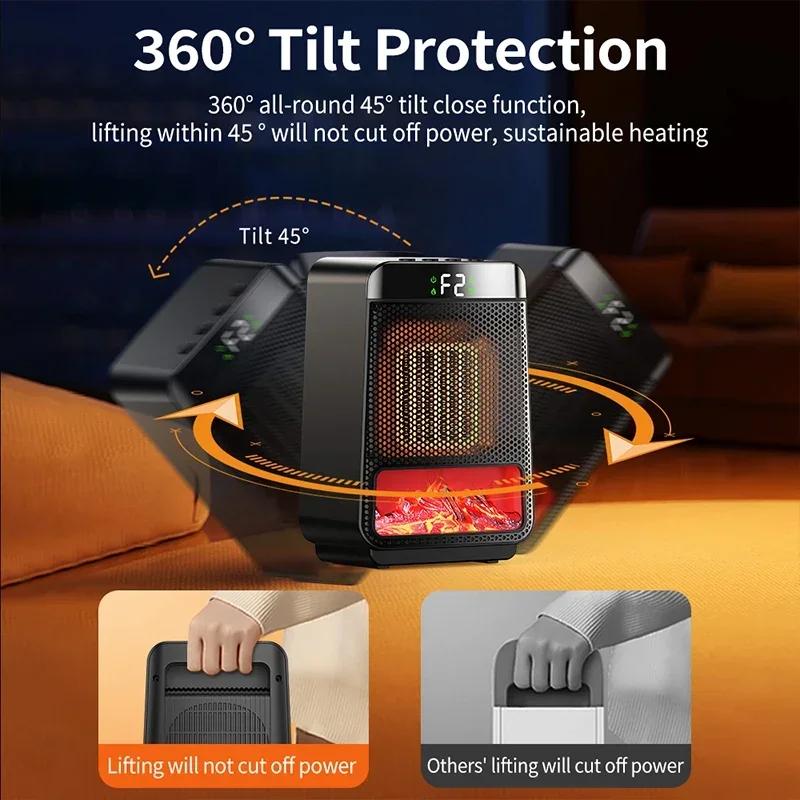 Hot Air Blower Electric Heater Heating Fans 3D Dynamic Flame PTC Fan Heater For Living Room Home 4-Gears Desktop Electric Heater
