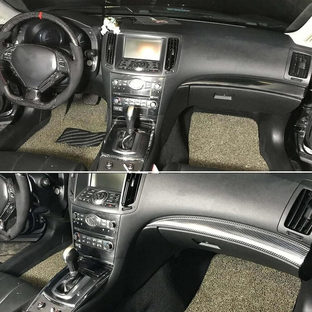 FZJDSD 3D Carbon Fiber Pattern Interior DIY Trim Decals Compatible with Infiniti G25 G37 2007 2008 2009 2010 2011 2012 2013 Available On 4 Doors