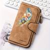Feather and floral pattern women's long wallet| Multifunctional portable snap-button coin purse, birthday gift, suitable for daily commuting, with a