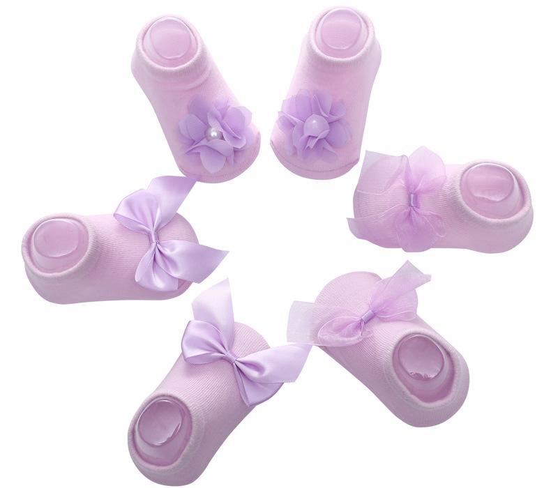 3 Pairs Baby Girl Socks Slipper Newborn Accessories Anti Slip Toddlers Gift Clothes Infant Bow Lace For Kids from 0 To 1 Year