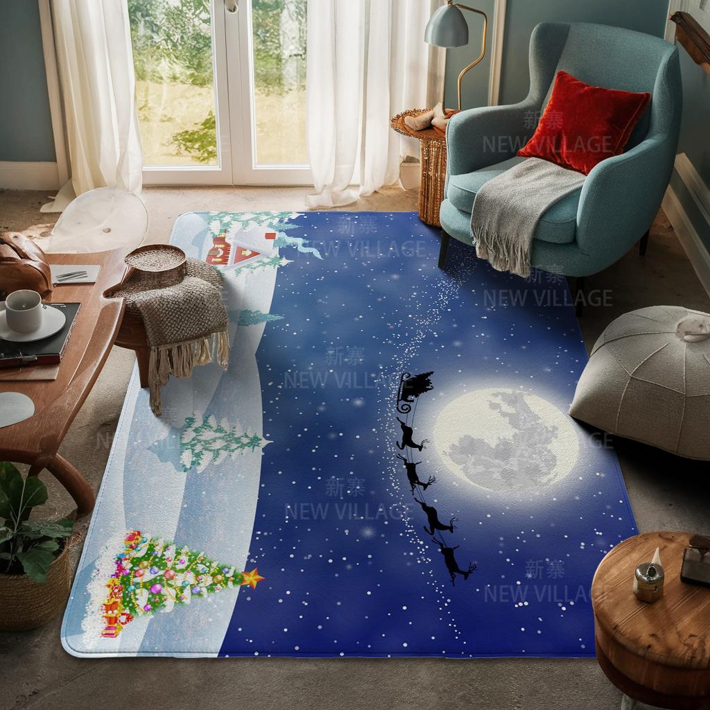 House Entrance Carpet Home Door Mat Living Room Bath Foot Bathroom Non-slip Water Absorption Rugs Bath Merry Christmas Winter