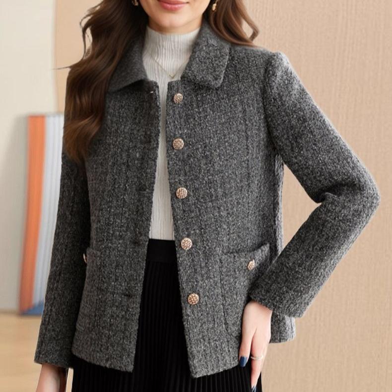 Casual Elegant Short Women's Blazer Jacket Notched Collar Autumn Winter Cotton Added Fashion Retro Style Full Sleeve Coat