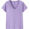 Polo Logo Embroidered V-Neck Short Sleeve Regular T-Shirt Women Tops 211682523-095