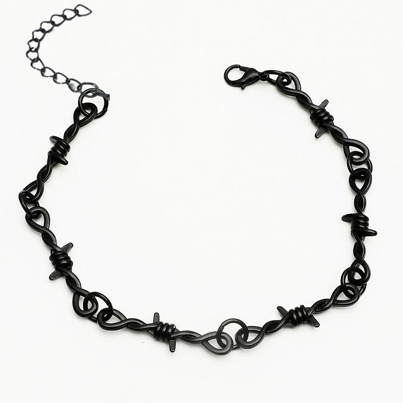 Personalized Punk Black Thorn Metal Chain Choker Necklace For Men Women Y2K Fashion Rock Party Grunge Street Neck Accessories