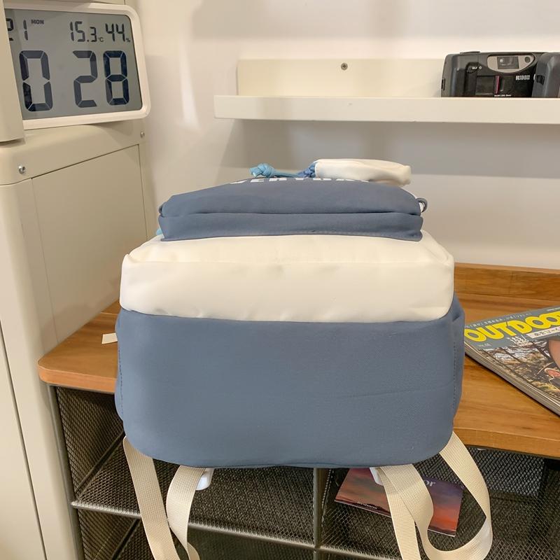 Contrast Color Waterproof Backpack Campus Style Large Capacity School Bag Computer Bag For Teenagers Students