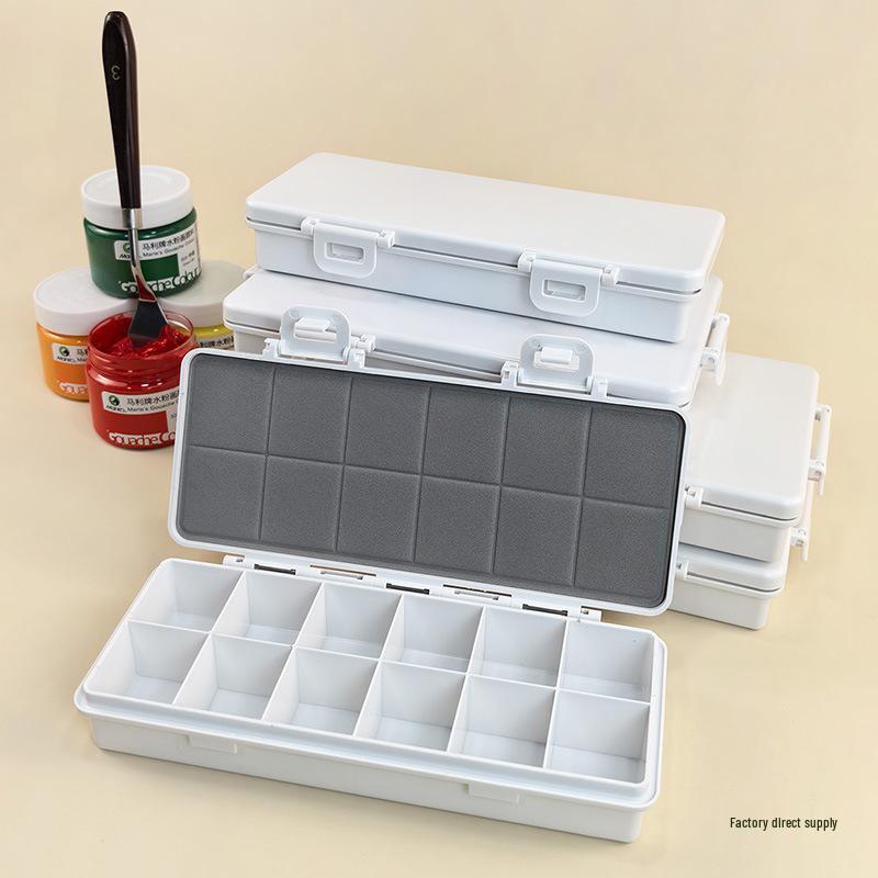 Flip-Top Gouache Acrylic Paint Box with Palette & Storage