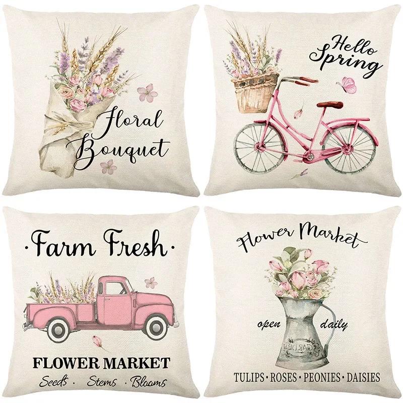 45*45Cm Zonnebloem Kussensloop Printserie Taillekussensloop Kussenhoes Wasbaar Bankbenodigdheden Kussenhoes Home Decor