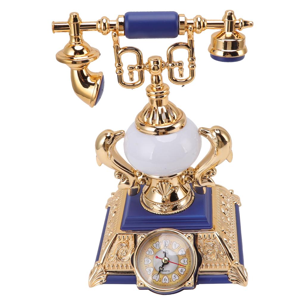 Lampă de masă model telefon vintage, funcție ceas deșteptător, asamblare ușoară, model telefon decorativ pentru