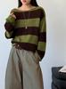 Youge Autumn Korean Striped Loose Sweater - Round Neck Pullover
