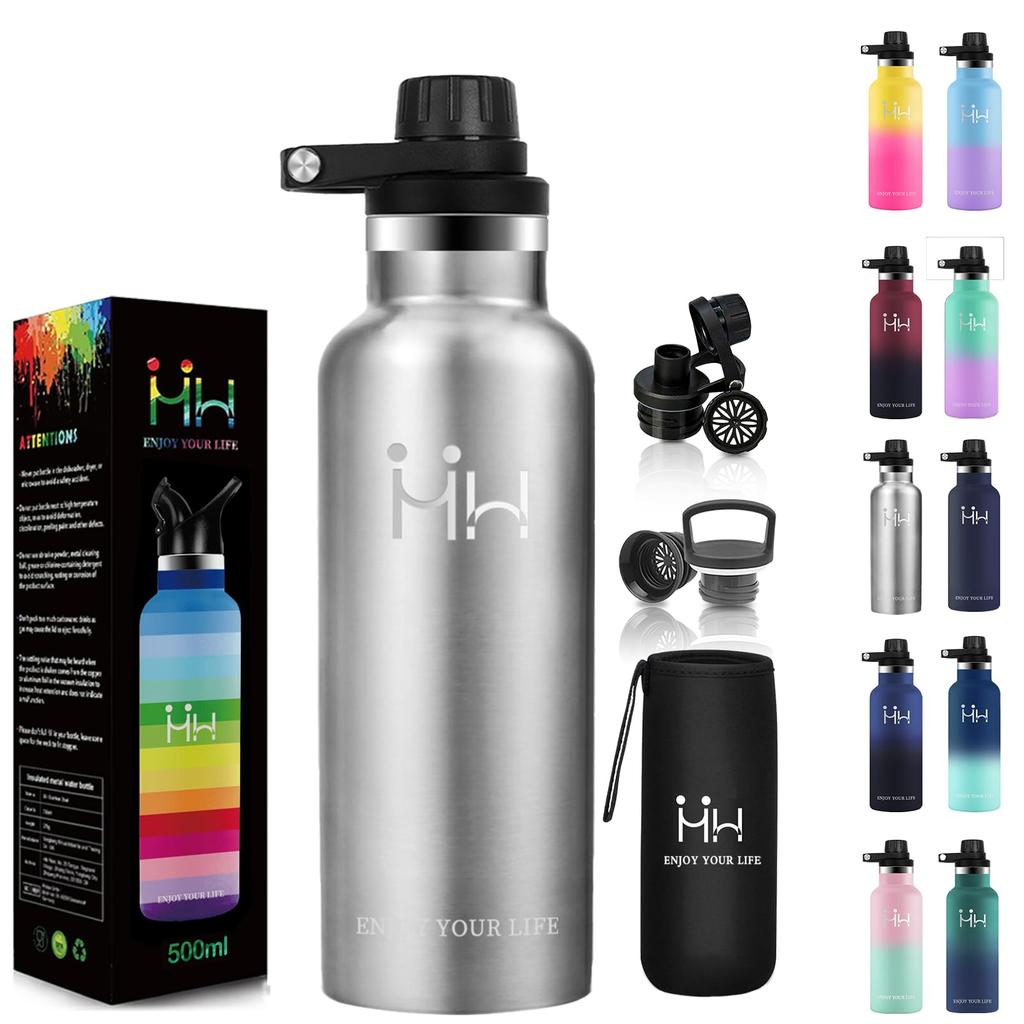 KollyKolla 750ml Insulated Stainless Steel Water Bottle, Seamless Design, Large Capacity, Lightweight, Easy To Clean, Suitable for Bicycles, Coffee,