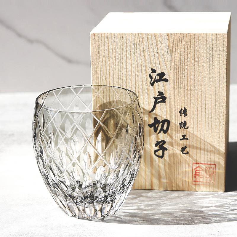 

Jinzhiyuan Thunder Raindrop Edo Cut Crystal Wine Glass Japanese Carved Whiskey Juice Cup Handmade Light Luxury сірий колір