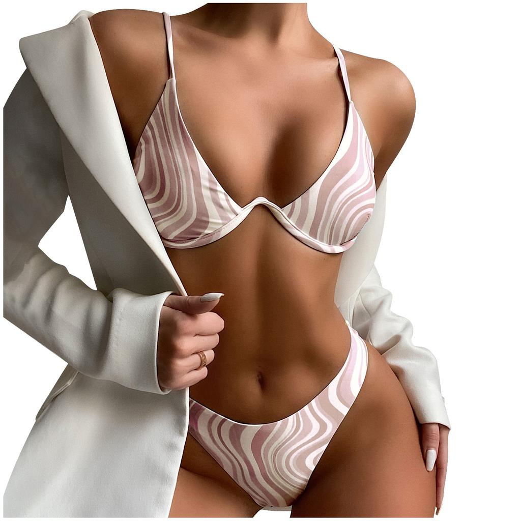 Women's Two Piece Bikini Swimsuit with Underwire Support Adjustable Straps and High Cut Bottoms for Beach Pool Swimwear
