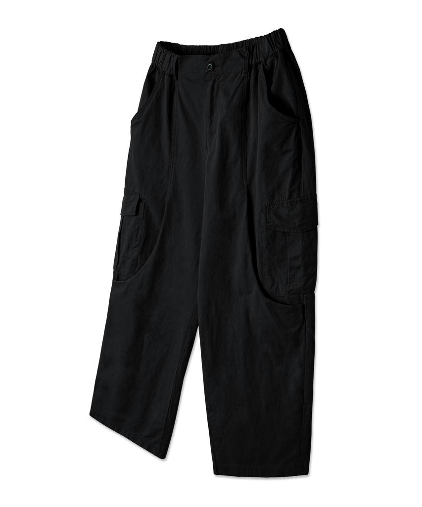 ALVINCLO [Deluxe] Washed Cotton Cargo Wide Elastic Waist Pants Dlx2924 (4 Colors)