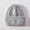 Autumn and winter mixed color rabbit velvet long hair knitted hat double-layer folded edge soft waxy comfortable versatile wool hat