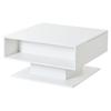 80*75*40cm Coffee Table with Hydraulic Lift, High-Gloss Sofa Table, Living Room Table with Storage, Semi-Open Storage, White