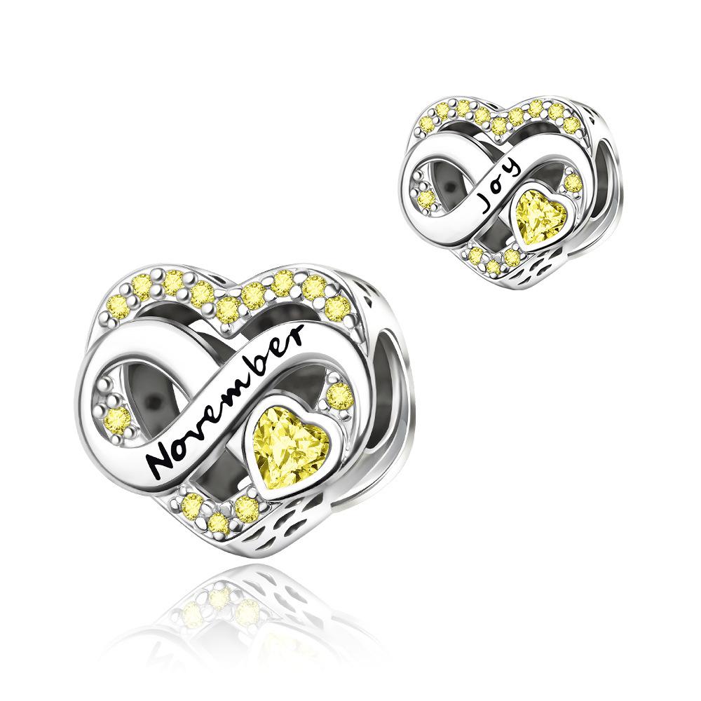 S925 Silver Zodiac Birthstone Fashion Heart Month DIY Beaded Jewelry Making Kit Accessories Set