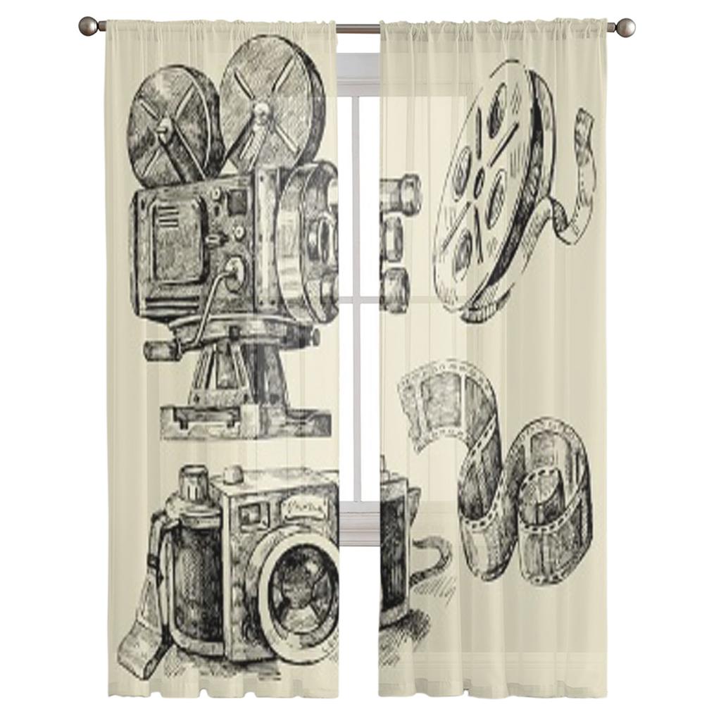 Aparaty Ręcznie Rysowane Przezroczyste Zasłony Do Sypialni Salonu Tiulowe Zasłony Na Okno Kuchenne Zasłony Woalowe