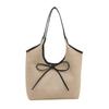 Fashion Color Blocked Bow Decoration Women Casual Woven Tote Bag For Daily Use