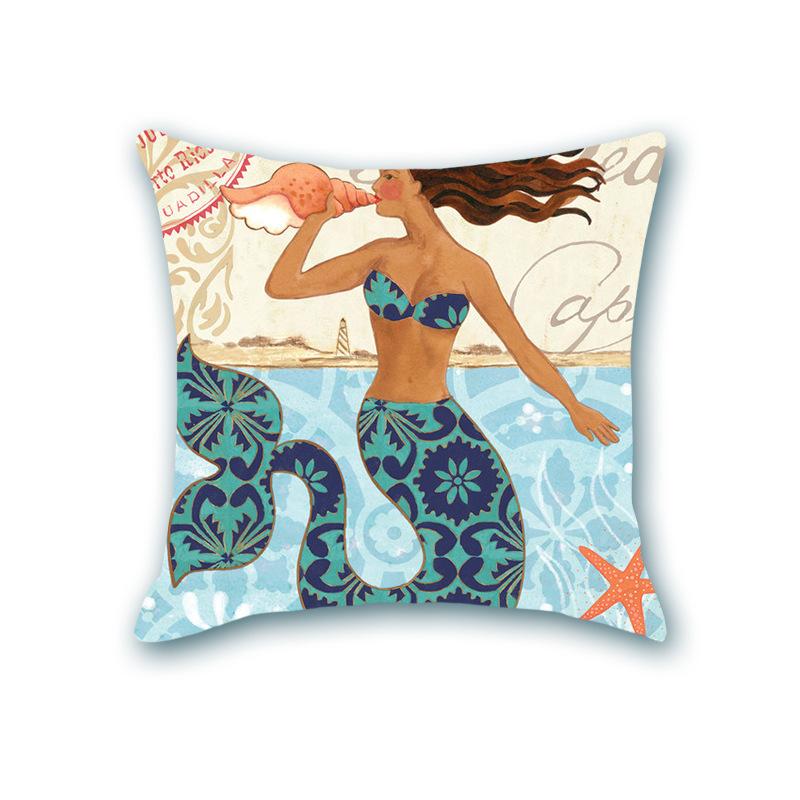 Retro Ocean Series Imitation Super Soft Pillow Cover Octopus Starfish Cushion Sofa Nap Bedside Pillow