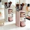 360-Degree Rotating Cosmetic Storage Box Dustproof Multi-Functional For Storing Brushes Sponges And Lipstick