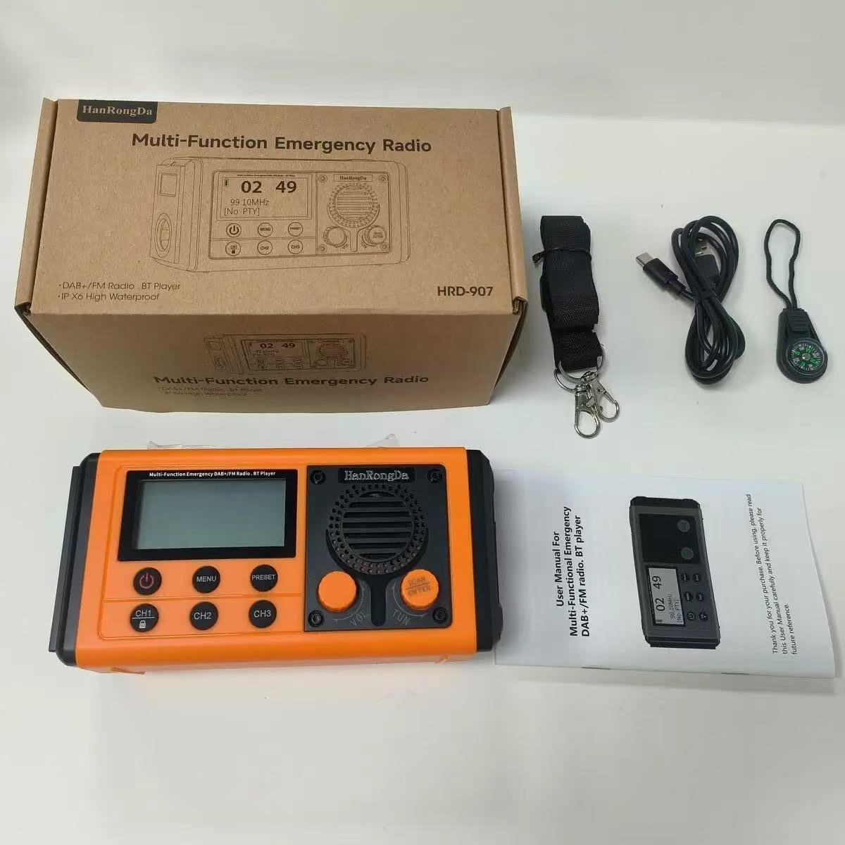 

Portable Emergency Radio Solar Hand Crank DAB/FM Radios Wireless Bluetooth Speaker with Reading Lamp Flashlight Sleep Timer помаранчевий
