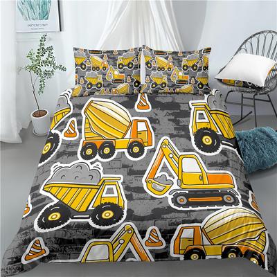 Maison Vie Luxe Impression Béton 3D Camion 2/3 Pièces Housse de Couette Taie d'Oreiller Confortable Ensembles de Linge de Lit Queen et King Taille AU/UE/US