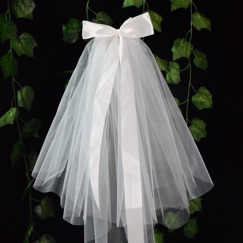 Elegant White Short Bridal Veil for Wedding Photos