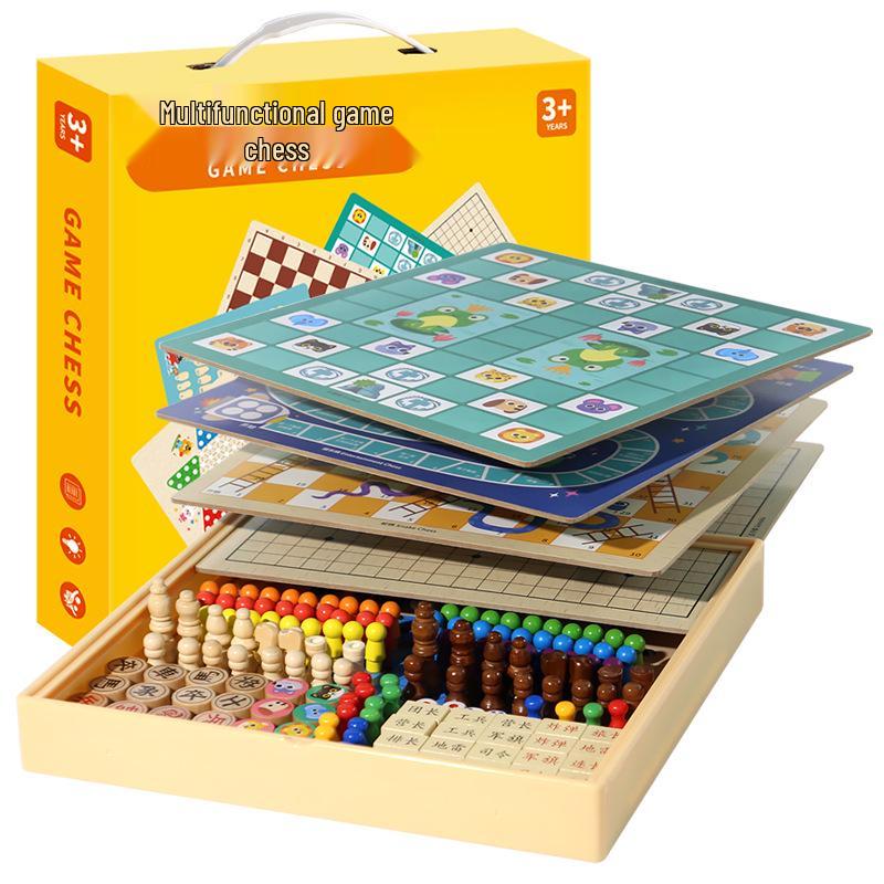 Multi-Function Chess & Board Games Set: Educational Toys for Kids - Checkers, Gomoku, and More