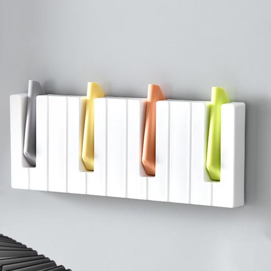 Wall Hook Piano Shape Storage Hook 45 Degree Foldable Hanging Hook for Clothes Hats Bags Keys Towels