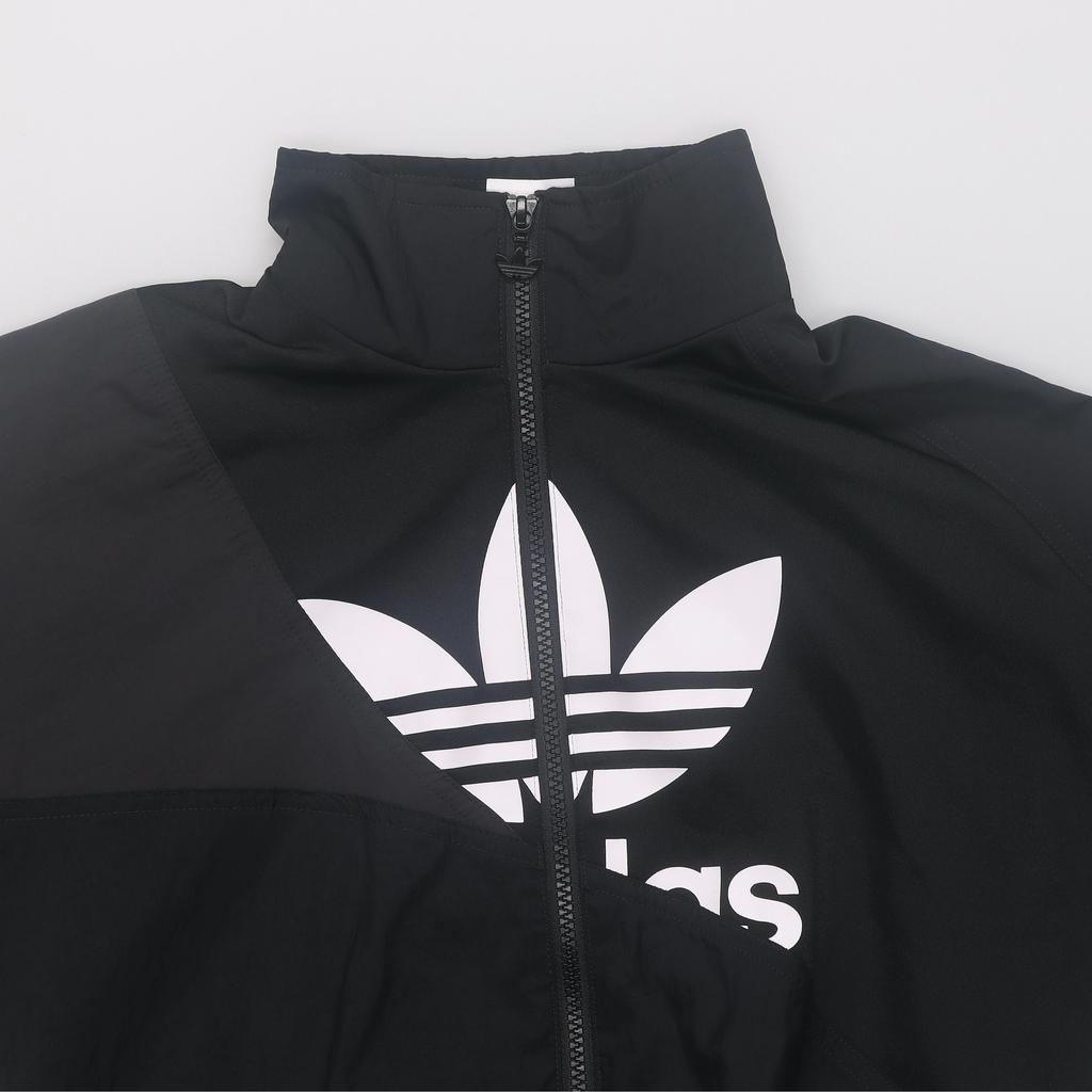 adidas Originals Arbeitskleidung Vorne Großes Logo Print Reißverschluss Sportjacke Damen Jacke Schwarz HC7056
