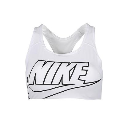 Nike Swoosh Dri-FIT Soporte Medio Una Pieza Acolchado Poliéster Letra Vintage Deportivo Cuello U Ajustado Sujetador Deportivo Mujer Sujetador Deportivo Blanco BV3644-100