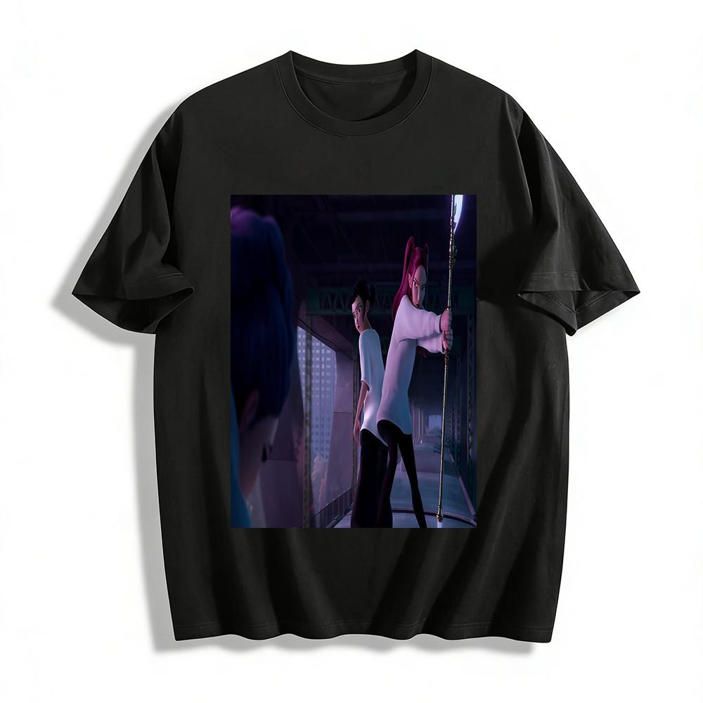 

New Gods Yang Jian and Chen Xiang Co-branded Printed Long Sleeve T-shirt Unisex Loose Top Pure cotton T-shirt XXS